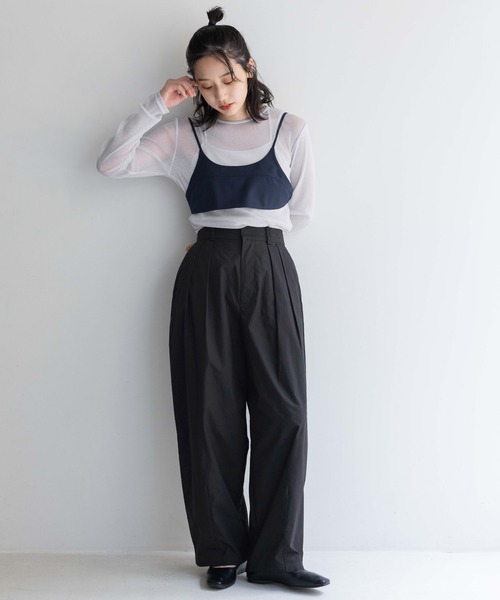 LOWRYS FARM パンツ コットンタックワイドパンツ 136353