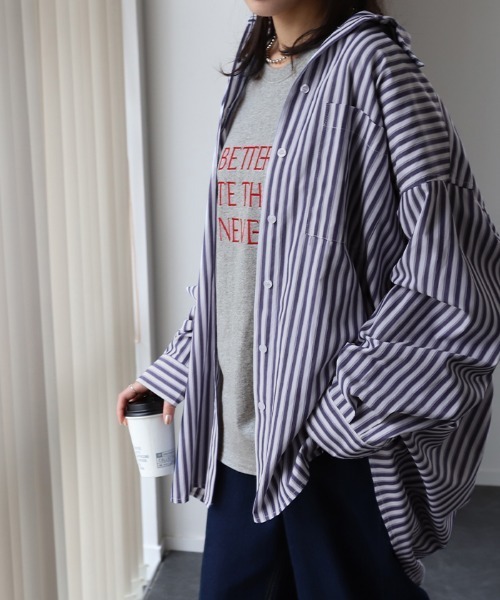 ブラウス シャツ WIDE STRIPE COTTON LINEN レディース セール】WIDE STRIPE COTTON LINEN（シャツ/ブラウス