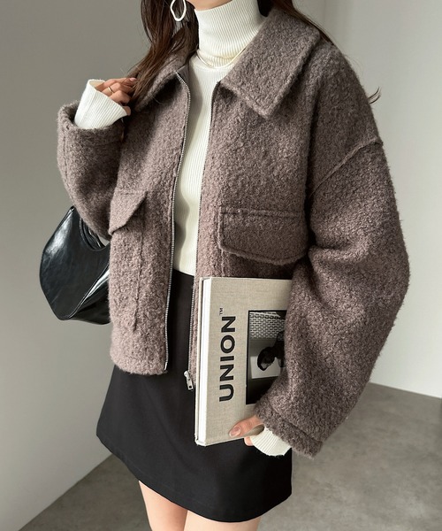 andme（アンドミー） ブルゾン アウター ダブルポケットシープ調ボア