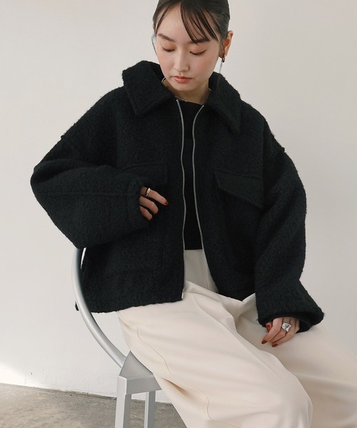 andme（アンドミー） ブルゾン アウター ダブルポケットシープ調ボア