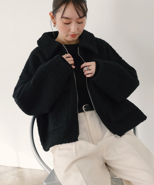 andme（アンドミー） ブルゾン アウター ダブルポケットシープ調ボア