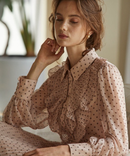 ERADIE ワンピース Chiffon dot pleated dress シフォンドットプリーツ 
