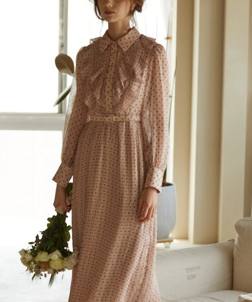 ERADIE ワンピース Chiffon dot pleated dress シフォンドット