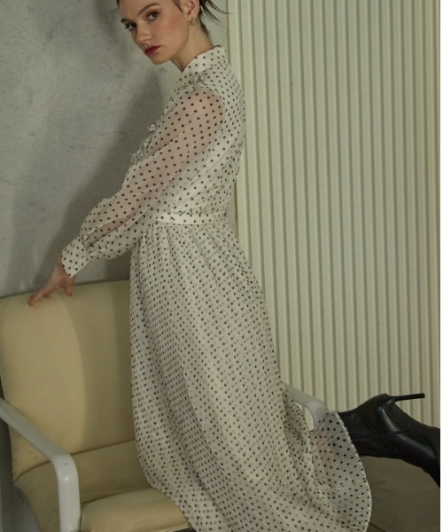 ERADIE（エラディエ） ワンピース Chiffon dot pleated dress シフォン