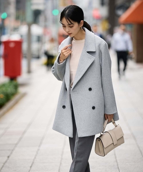 【ROPE’】（M）2weyピーコート/きれい系アウター/個性的/シンプル リアルスタイル REAL STYLE コート レディース 秋 冬 ショート