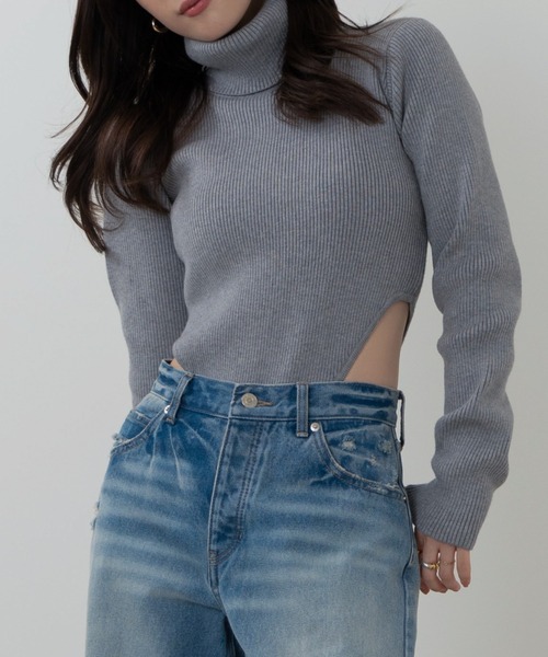 ニット セーター rib turtle neck bodysuit（リブタートルネックボディ