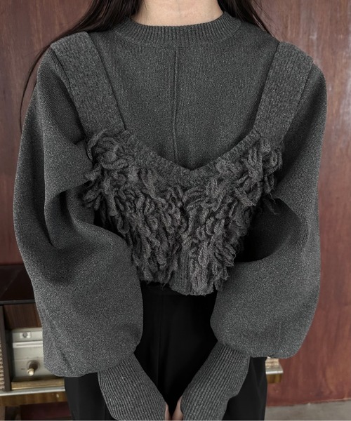 lawgy ニット　トップス lawgy ニット セーター accent cuffs dolman sleeve knit