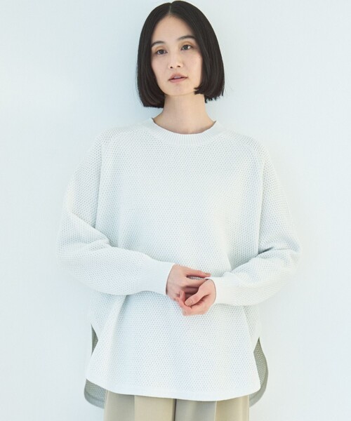 ニット セーター 「洗える」ラメリンクス ラウンドテールニット レディース UNFILO ニット セーター 「洗える」ラメリンクス ラウンドテール