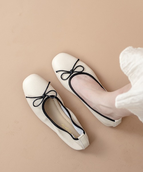 バレエシューズ パンプス リボン付きフラットシューズ : ZOZOTOWN