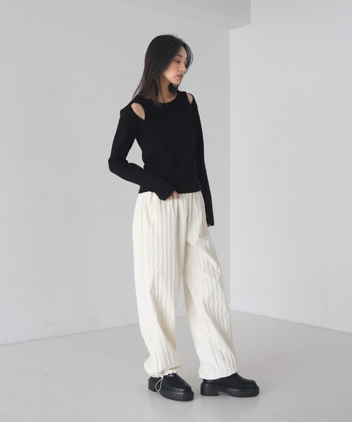 hellam tシャツ レイヤード風リブトップス レディース