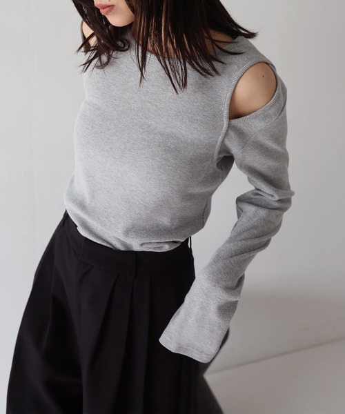 hellam tシャツ レイヤード風リブトップス レディース