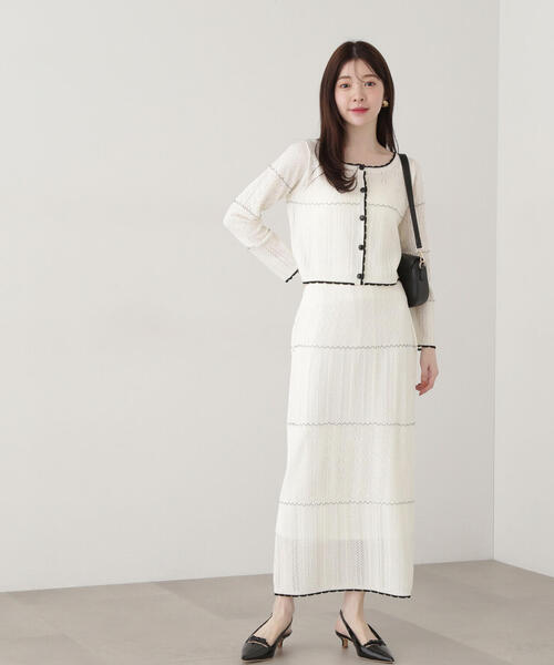 PLEATS PLEASE 美しい透かし編みセットアップ GRL(グレイル)の「透かし編みトップスXパンツニットセットアップ