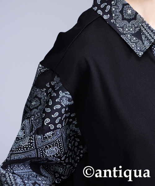 ポロシャツ ポロ 「STCH」ペイズリー柄ポロシャツ レディース メンズ antiqua ポロシャツ ポロ 「STCH」ペイズリー柄ポロシャツ