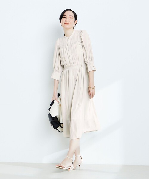 ARCHIVIO ネイビー ワンピース 36 Rene ルネ サイドプリーツドレス ワンピース ネイビー 36