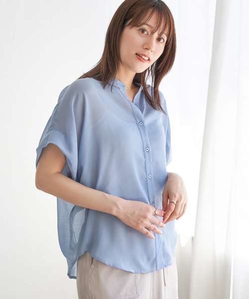 ikka（イッカ） ブラウス シャツ コットンライクシアードルマン 