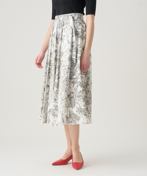 ANAYI（アナイ） スカート フラワートワルドジュイプリントタック