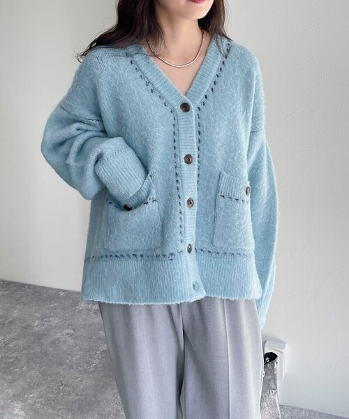 「fredy emue」 ニットカーディガン 38 アイボリー レディース_画像6