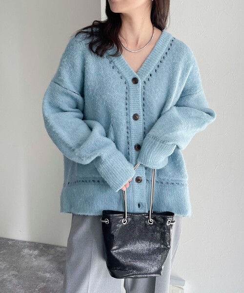 「fredy emue」 ニットカーディガン 38 アイボリー レディース_画像7