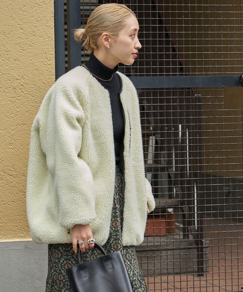 ショートタイプオリーブ38 FREAK'S STORE（フリークスストア） ノーカラージャケット SMALL