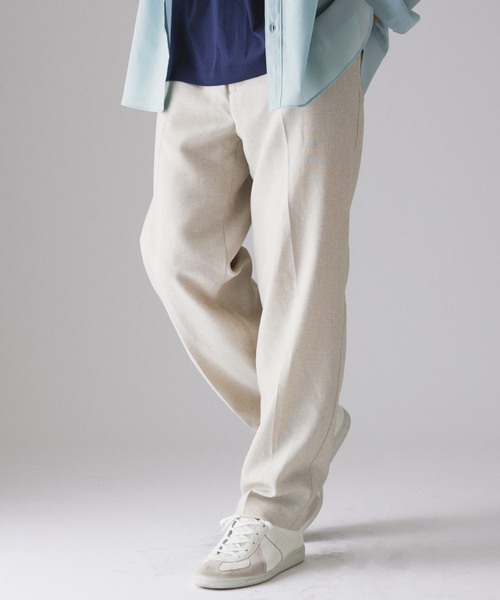 [極美品] EDIFICE × ロロピアーナ　23SS　パイプドステムパンツ　L LA BOUCLE(ラブークル) Loro Piana Fabric ワイドパンツ