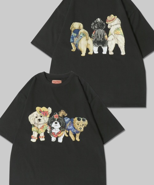 関税・送料込【Aelfric Eden】かわいい子犬プリントTシャツ SITRY tシャツ Dog Print T-Shirt/犬 アニマル プリント