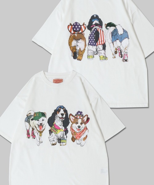 AF68 USA製 シーズ犬Tシャツ2枚未使用 ユナイテッドスポーツM38−40 SITRY tシャツ Dog Print T-Shirt/犬 アニマル プリント