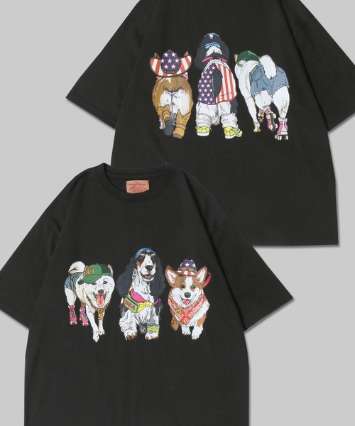 SITRY tシャツ Dog Print T-Shirt/犬 アニマル プリント