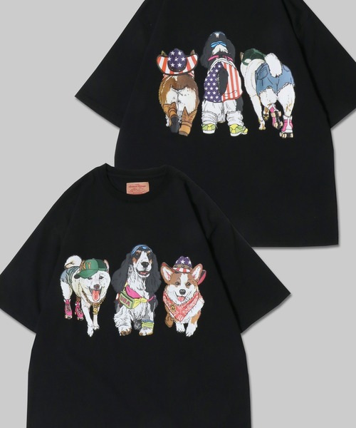 SITRY tシャツ Dog Print T-Shirt/犬 アニマル プリント