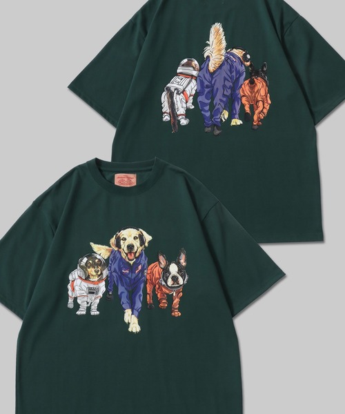 Coyseio Tシャツ 犬 星柄 カーキ SITRY（シトリー） tシャツ 2026SS新柄追加 Dog Print T-Shirt/犬