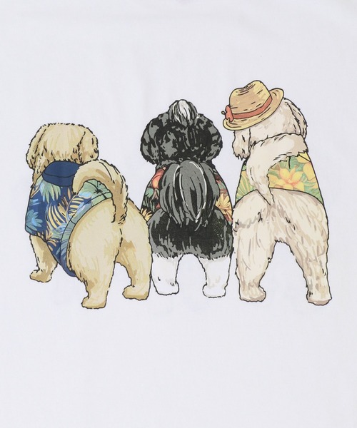 SIILON 犬 プリント Tシャツ チャコールグレー SITRY tシャツ Dog Print T-Shirt/犬 アニマル プリント