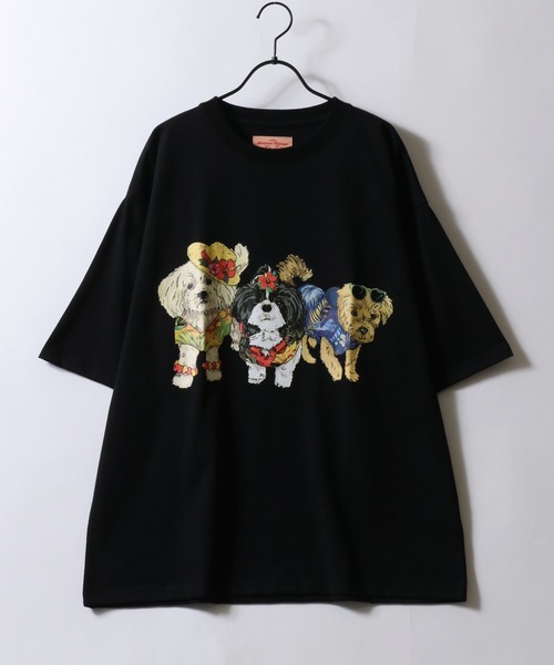 SITRY tシャツ Dog Print T-Shirt/犬 アニマル プリント