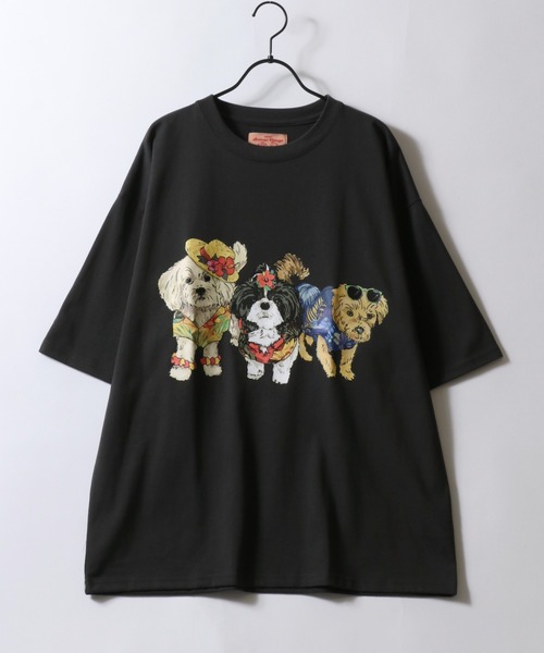 SITRY tシャツ Dog Print T-Shirt/犬 アニマル プリント