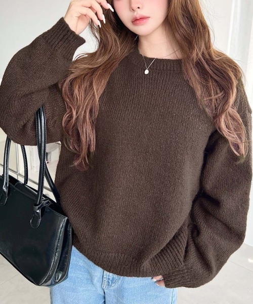 moment+ ニット セーター 「13色展開」モヘアライクベーシックニット