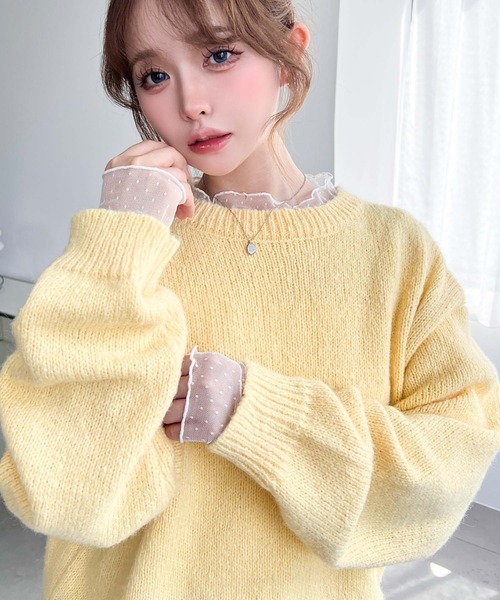 moment+ ニット セーター 「13色展開」モヘアライクベーシックニット