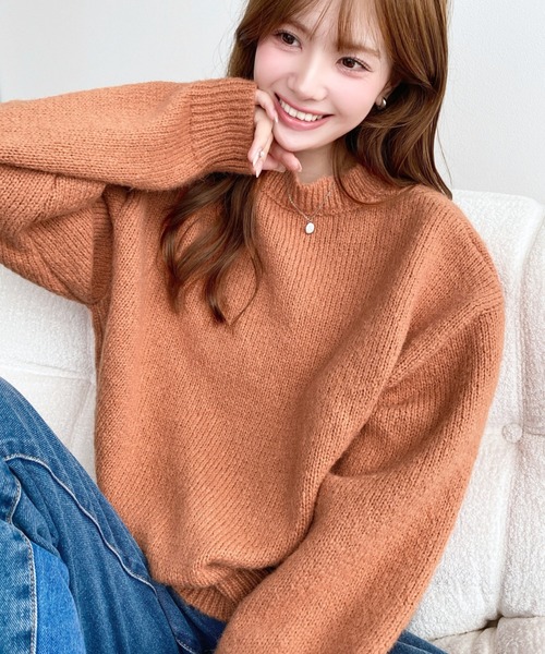 moment+ ニット セーター 「13色展開」モヘアライクベーシックニット