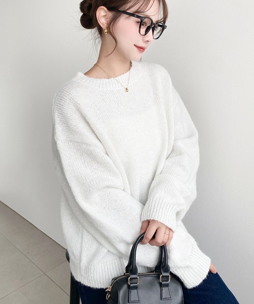 moment+ ニット セーター 「13色展開」モヘアライクベーシックニット