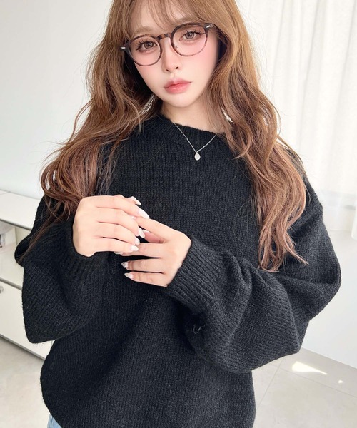 moment+ ニット セーター 「13色展開」モヘアライクベーシックニット