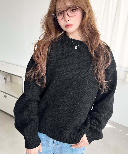 moment+ ニット セーター 「13色展開」モヘアライクベーシックニット