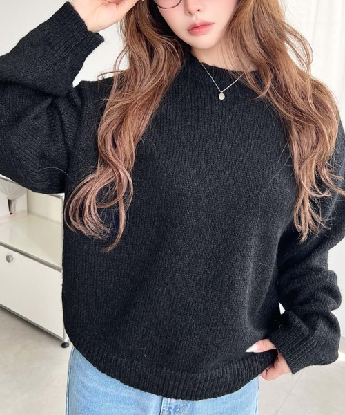 moment+ ニット セーター 「13色展開」モヘアライクベーシックニット