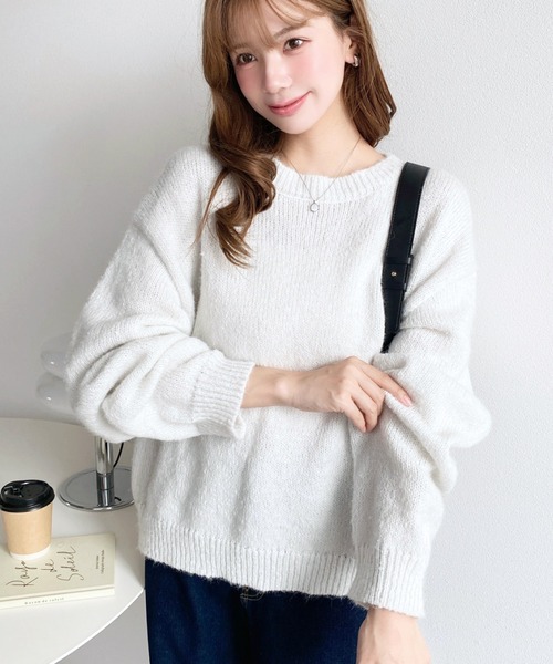 moment+ ニット セーター 「13色展開」モヘアライクベーシックニット