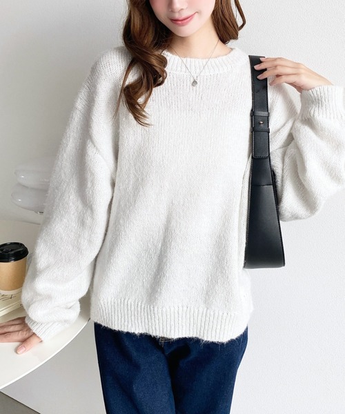 moment+ ニット セーター 「13色展開」モヘアライクベーシックニット