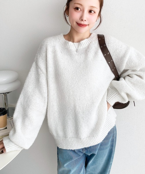 moment+ ニット セーター 「13色展開」モヘアライクベーシックニット