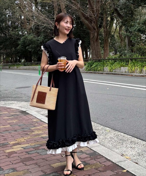 ★boohoo★ ポプリン フリル スケーター ワンピース Fit more ワンピース ホイップフリルスリーブワンピース