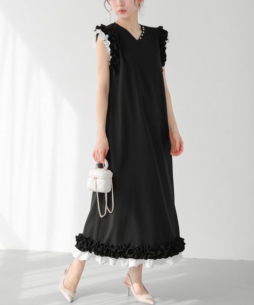 ★boohoo★ ポプリン フリル スケーター ワンピース Fit more ワンピース ホイップフリルスリーブワンピース
