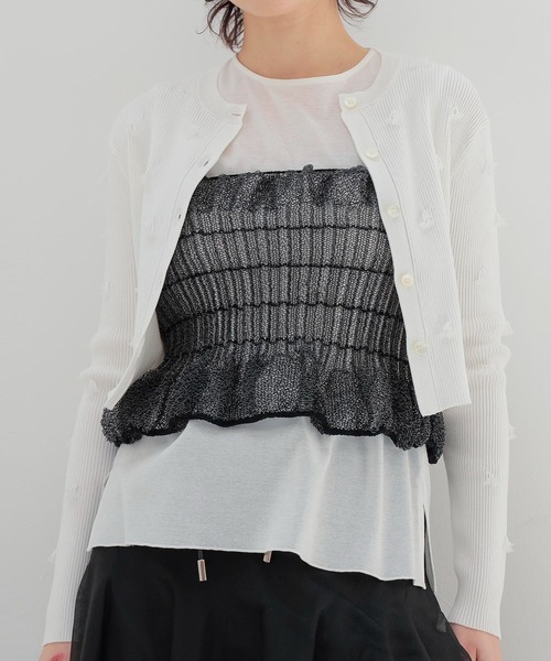 カーディガン VENIT / acetate cotton flower bijou cardigan(アセテートコットンフラワービジューカーディガン