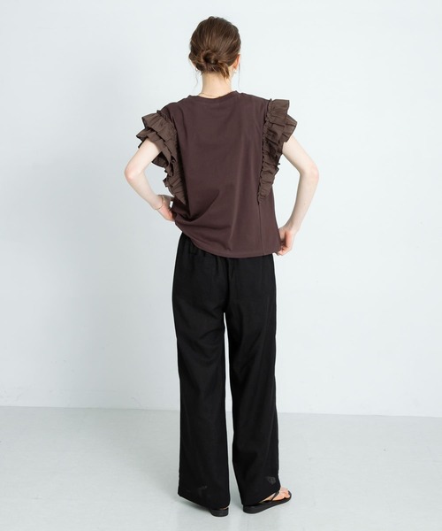 PERNA フリルハーフスリーブTシャツ ブラック URBAN RESEARCH Sonny Label tシャツ フリルフレンチスリーブ