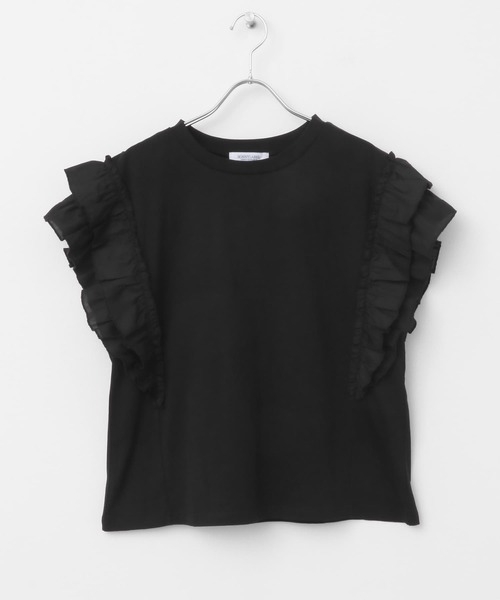 PERNA フリルハーフスリーブTシャツ ブラック URBAN RESEARCH Sonny Label tシャツ フリルフレンチスリーブ