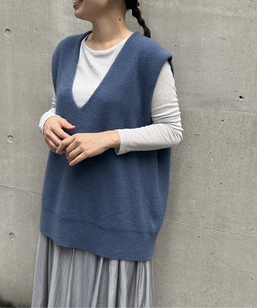 A part by 「A by」 Vネックニット FREE ブルー レディース : ZOZOTOWN