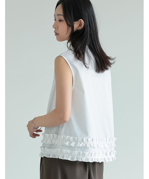 Re:EDIT（リエディ） ブラウス シャツ ブロード裾フリルノースリーブ