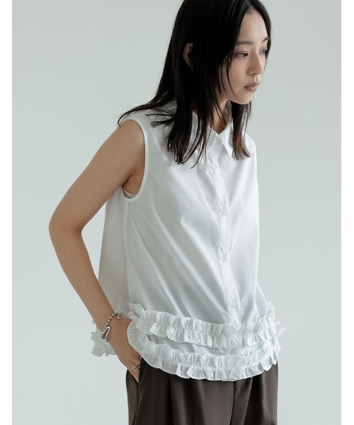 Re:EDIT（リエディ） ブラウス シャツ ブロード裾フリルノースリーブ